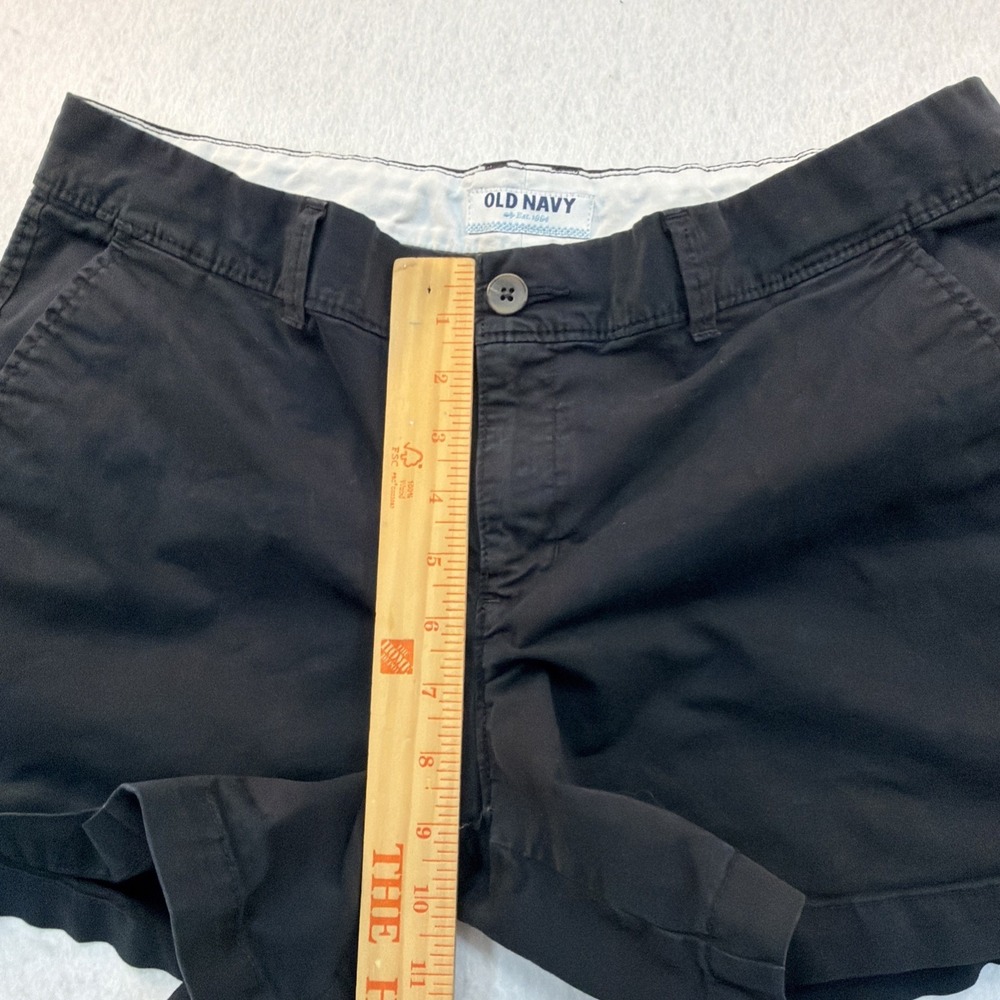 Old Navy Black Shorts Women Sz 12 Regular Cotton Stretch Chino 5" Inseam Casual - Picture 8 of 16